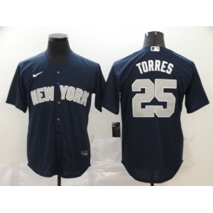 Nike Men's New York Yankees #25 Gleyber Torre Authentic Navy Blue  Cool Base Baseball Jersey