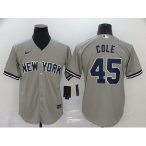 Nike Men's New York Yankees  #45 Gerrit Cole Authentic Grey Cool Base Baseball Jersey1