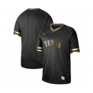 Men's Nike Rangers Blank Black Gold Stitched Baseball Jersey