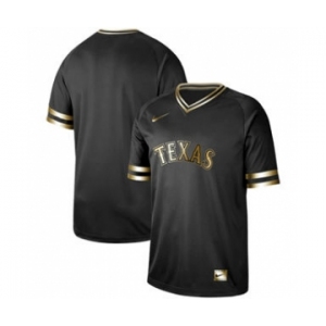 Men's Nike Rangers Blank Black Gold Stitched Baseball Jersey