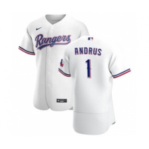 Men's Nike Texas Rangers #1 Elvis Andrus White Home 2020 Authentic Player Baseball Jersey