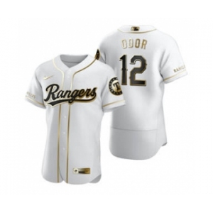 Men's Nike Texas Rangers #12 Rougned Odor White 2020 Authentic Golden Edition Baseball Jersey