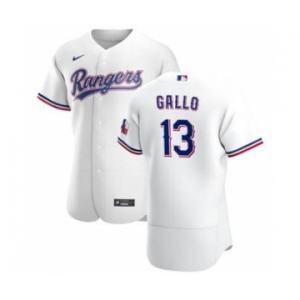 Men's Nike Texas Rangers #13 Joey Gallo White Home 2020 Authentic Player Baseball Jersey