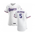 Men's Nike Texas Rangers #5 Willie Calhoun White Home 2020 Authentic Player Baseball Jersey