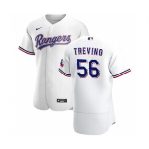 Men's Nike Texas Rangers #56 Jose Trevino White Home 2020 Authentic Player Baseball Jersey