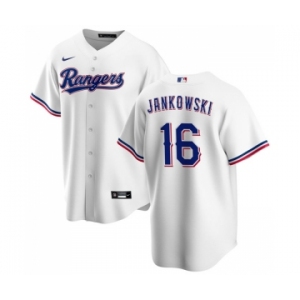 Men's Texas Rangers #16 Travis Jankowski White Cool Base Stitched Baseball Jersey
