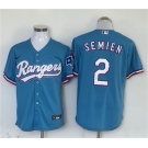 Men's Texas Rangers #2 Marcus Semien Blue With Patch Cool Base Stitched Baseball Jersey