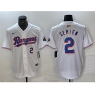 Men's Texas Rangers #2 Marcus Semien Number White 2023 World Series Champions Cool Base Jersey