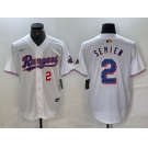 Men's Texas Rangers #2 Marcus Semien Number White 2023 World Series Champions Cool Base Jerseys