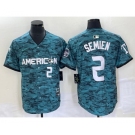 Men's Texas Rangers #2 Marcus Semien Teal 2023 All Star Stitched Baseball Jersey