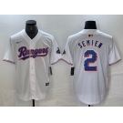 Men's Texas Rangers #2 Marcus Semien White 2023 World Series Champions Cool Base Jersey