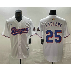Men's Texas Rangers #25 Jose Leclerc White 2024 Gold Collection Limited Cool Base Jersey