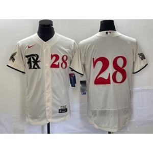 Men's Texas Rangers #28 Jonah Heim Number Cream 2023 City Connect Flex Base Stitched Baseball Jersey