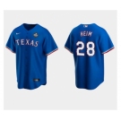 Men's Texas Rangers #28 Jonah Heim Royal 2023 World Series Stitched Baseball Jersey