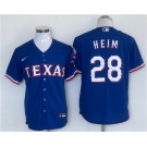 Men's Texas Rangers #28 Jonah Heim Royal With Patch Cool Base Stitched Jersey