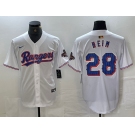 Men's Texas Rangers #28 Jonah Heim White 2023 World Series Champions Cool Base Jersey