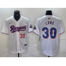 Men's Texas Rangers #30 Nathaniel Lowe Number White 2024 Gold Collection Limited Cool Base Jerseys