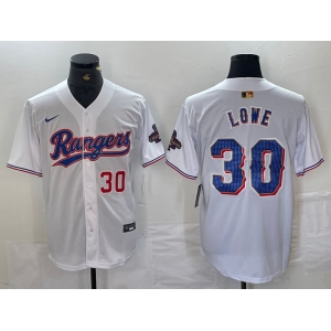 Men's Texas Rangers #30 Nathaniel Lowe Number White 2024 Gold Collection Limited Cool Base Jerseys