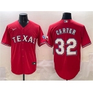Men's Texas Rangers #32 Evan Carter Red Cool Base Stitched Baseball Jersey