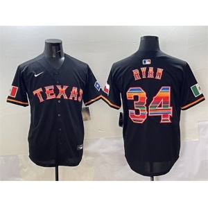 Men's Texas Rangers #34 Nolan Ryan Black Mexico Limited Stitched Baseball Jersey
