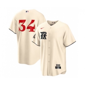 Men's Texas Rangers #34 Nolan Ryan Cream 2023 City Connect Cool Base Stitched Baseball Jersey