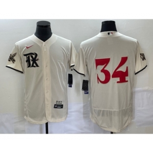 Men's Texas Rangers #34 Nolan Ryan Cream 2023 City Connect Flex Base Stitched Jersey