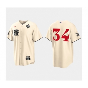 Men's Texas Rangers #34 Nolan Ryan Cream 2023 World Series City Connect Stitched Baseball Jersey