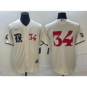 Men's Texas Rangers #34 Nolan Ryan Number Cream 2023 City Connect Stitched Baseball Jerseys