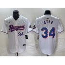 Men's Texas Rangers #34 Nolan Ryan Number White 2024 Gold Collection Limited Cool Base Jerseys