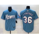 Men's Texas Rangers #36 Wyatt Langford Blue Limited Stitched Baseball Jersey