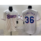 Men's Texas Rangers #36 Wyatt Langford White Cool Base Stitched Baseball Jersey