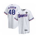 Men's Texas Rangers #48 Jacob DeGrom White 2023 World Series Cool Base Stitched Baseball Jersey