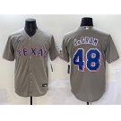 Men's Texas Rangers #48 Jacob deGrom Gray With Patch Cool Base Stitched Baseball Jersey