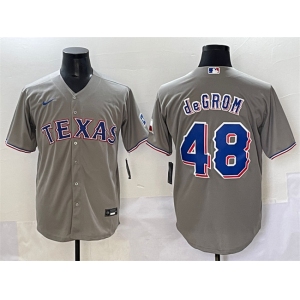 Men's Texas Rangers #48 Jacob deGrom Gray With Patch Cool Base Stitched Baseball Jersey