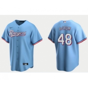 Men's Texas Rangers #48 Jacob deGrom Light Blue Cool Base Stitched Baseball Jersey