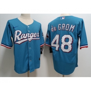 Men's Texas Rangers #48 Jacob deGrom Light Blue With Patch Cool Base Stitched Baseball Jersey