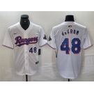 Men's Texas Rangers #48 Jacob deGrom Number White 2024 Gold Collection Limited Cool Base Jersey