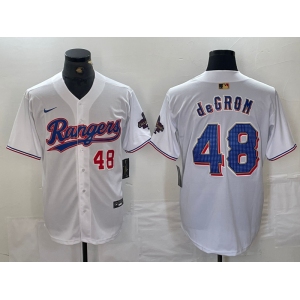 Men's Texas Rangers #48 Jacob deGrom Number White 2024 Gold Collection Limited Cool Base Jerseys