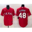 Men's Texas Rangers #48 Jacob deGrom Red With Patch Cool Base Stitched Baseball Jersey