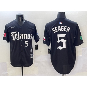 Men's Texas Rangers #5 Corey Seager Black Mexico 2025 Vapor Premier Limited Stitched Baseball JerseyMen's Texas Rangers #5 Corey Seager Black Mexico 2025 V