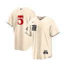 Men's Texas Rangers #5 Corey Seager Cream 2023 City Connect Cool Base Stitched Baseball Jersey