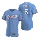 Men's Texas Rangers #5 Corey Seager Light Blue Flex Base Stitched Jersey