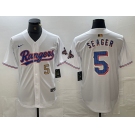 Men's Texas Rangers #5 Corey Seager Number White 2023 World Series Champions Cool Base Jerseys