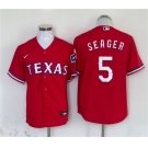 Men's Texas Rangers #5 Corey Seager Red With Patch Cool Base Stitched Baseball Jersey