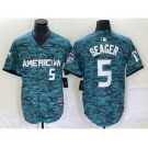 Men's Texas Rangers #5 Corey Seager Teal 2023 All Star Stitched Baseball Jersey