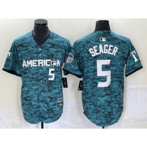 Men's Texas Rangers #5 Corey Seager Teal 2023 All Star Stitched Baseball Jersey