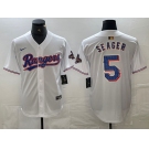 Men's Texas Rangers #5 Corey Seager White 2023 World Series Champions Cool Base Jersey