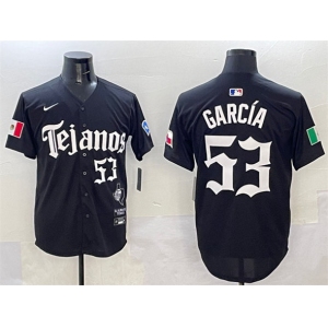 Men's Texas Rangers #53 Adolis García Black Mexico 2025 Vapor Premier Limited Stitched Baseball Jersey