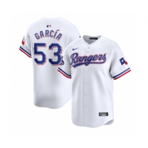 Men's Texas Rangers #53 Adolis García White 2023 World Series Champions Stitched Baseball Jersey
