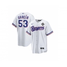 Men's Texas Rangers #53 Adolis García White 2023 World Series Stitched Baseball Jersey